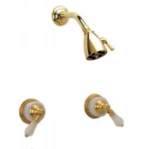 Phylrich - Regent Two Handle Shower Set, Pink Onyx Handle - Trim Only