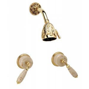 Phylrich - Valencia Two Handle Shower Set Beige Marble Lever Handles - Trim Only