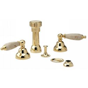 Phylrich - Carrara Four Hole Bidet set W/Vertical Spray, Beige Marble Lever Handles