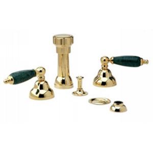 Phylrich - Carrara Four Hole Bidet set W/Vertical Spray, Green Marble Lever Handles