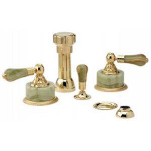 Phylrich - Versailles Four Hole Bidet Set W/Vertical Spray, Green Onyx Handle