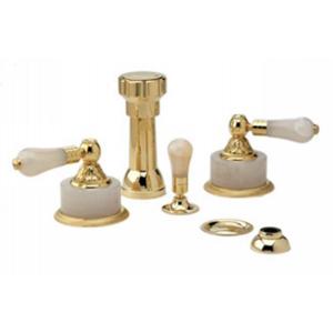 Phylrich - Versailles Four Hole Bidet Set W/Vertical Spray, Pink Onyx Handle