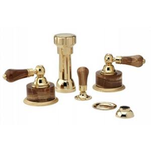 Phylrich - Regent Four Hole Bidet set W/Vertical Spray, Brown Onyx Handle