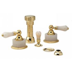 Phylrich - Regent Four Hole Bidet set W/Vertical Spray, Pink Onyx Handle