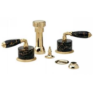 Phylrich - Valencia Four Hole Bidet Set W/Vertical Spray Black Marble Lever Handles