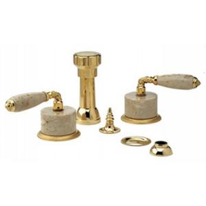 Phylrich - Valencia Four Hole Bidet Set W/Vertical Spray Beige Marble Lever Handles