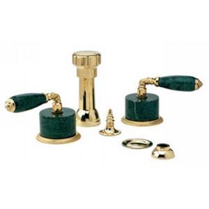 Phylrich - Valencia Four Hole Bidet Set W/Vertical Spray Green Marble Lever Handles