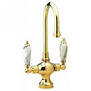 Phylrich - Bar Faucets Single Hole Bar Faucet, 5IN Spout - White Marble Lever Handles