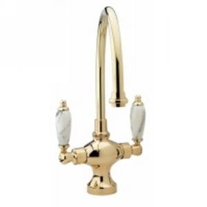 Phylrich - Bar Faucets Single Hole Bar Faucet, 9IN Spout - White Marble Lever Handles