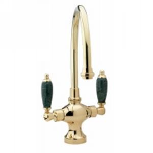 Phylrich - Bar Faucets Single Hole Bar Faucet, 9IN Spout - Green Marble Lever Handles