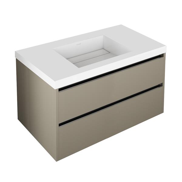 Lacava - Kubista Wall-Mount Under Counter Vanity With 2 Drawers And A Notch In Back