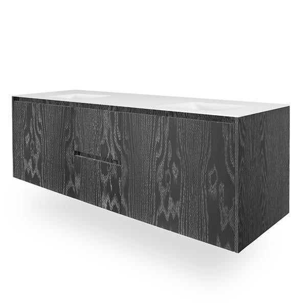 Lacava - Kubista Wall-Mount Under-Counter Double Vanity With , A Notch-Back Large Drawer On Left And Right, And Two Small Drawers On The