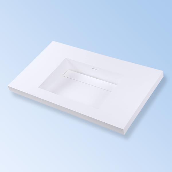 Lacava - Kubista Vanity-Top Bathroom Sink Made Of Solid Surface, With An Overflow And Decorative Drain Cover