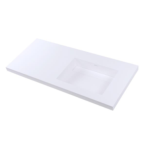 Lacava - Kubista Vanity-Top Bathroom Sink Made Of Solid Surface, With An Overflow And Decorative Drain Cover
