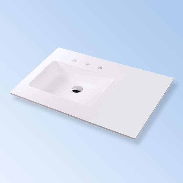 Lacava - Kubitop Vanity Top Solid Surface Bathroom Sink With Overflow