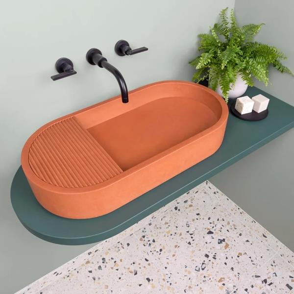 Kast - Aura Countertop/Wall Mount Basin, RH Bowl, Includes Wall Brackets