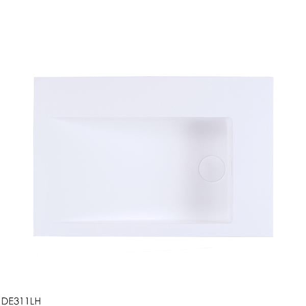 Lacava - La Scala Vessel Bathroom Sink With Deck On The Left, Made Of Solid Surface, With An Overflow And Decorative Drain Cover.