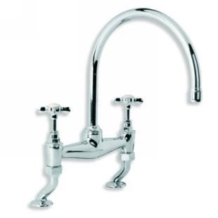 Lefroy Brooks - Classic Cross Handle Deck Mounted Kitchen Bridge Mixer