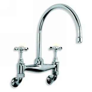 Lefroy Brooks - Classic Cross Handle Wall Mounted Kitchen Bridge Mixer