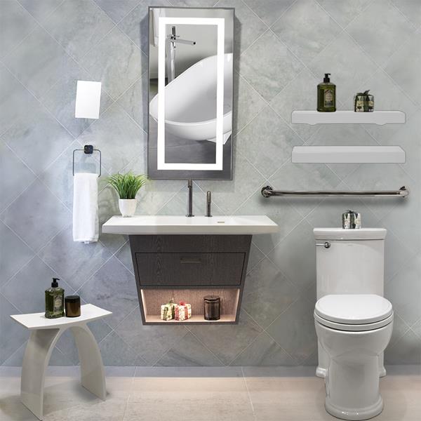 Lacava - Libera Wall Mount Under Counter Vanity With Open Cubby Fill Open Door, Led Lights, And Polished Chrome Pull