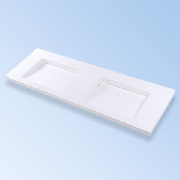Lacava - Libera Wall-Mount Or Vanity-Top Double Bathroom Sink Made Of Solid Surface