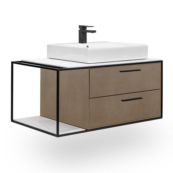 Lacava - Linea Cabinet Of Wall-Mount Under-Counter Vanity Lin-Vs-36R With Sink On The Right
