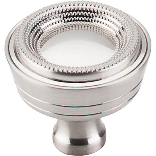 Top Knobs - Beaded 1 5/16 Inch Diameter Round Knob - Brushed Satin Nickel