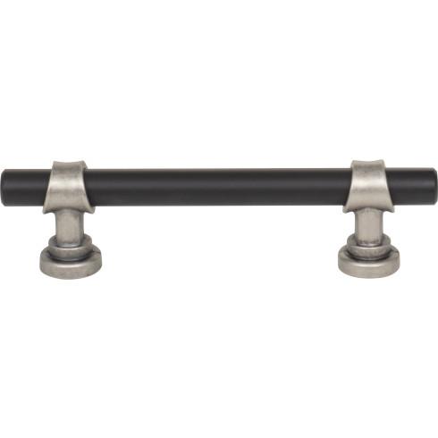 Top Knobs - Bit 3 3/4 Inch Center to Center Bar pull - Flat Black and Pewter Antique