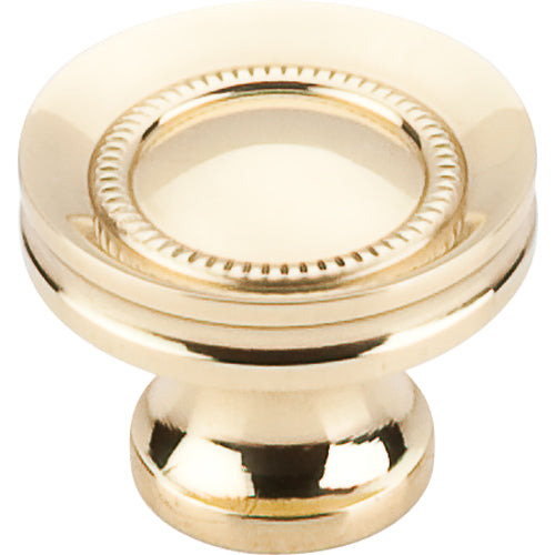 Top Knobs - Button Faced 1 1/4 Inch Diameter Round Knob - Polished Brass