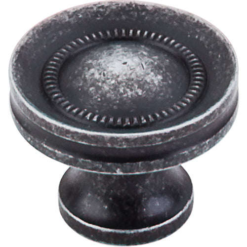 Top Knobs - Button Faced 1 1/4 Inch Diameter Round Knob - Black Iron