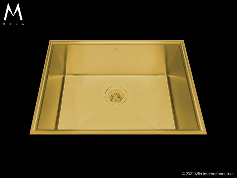 Mila - Crescent Low Profile Single Bowl Flush-Mount - 24 X 17.5 Gold