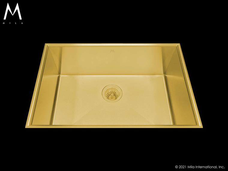 Mila - Crescent Low Profile Single Bowl Flush-Mount - 28 X 17.5 Gold