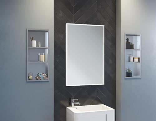 Fleurco - Luna Halo Tall Lighted Medicine Cabinet Single Flat