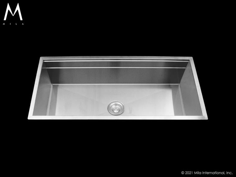 Mila - Workstation Single Bowl Flush-Mount - 39 X 18.5 Satin Brushed SS
