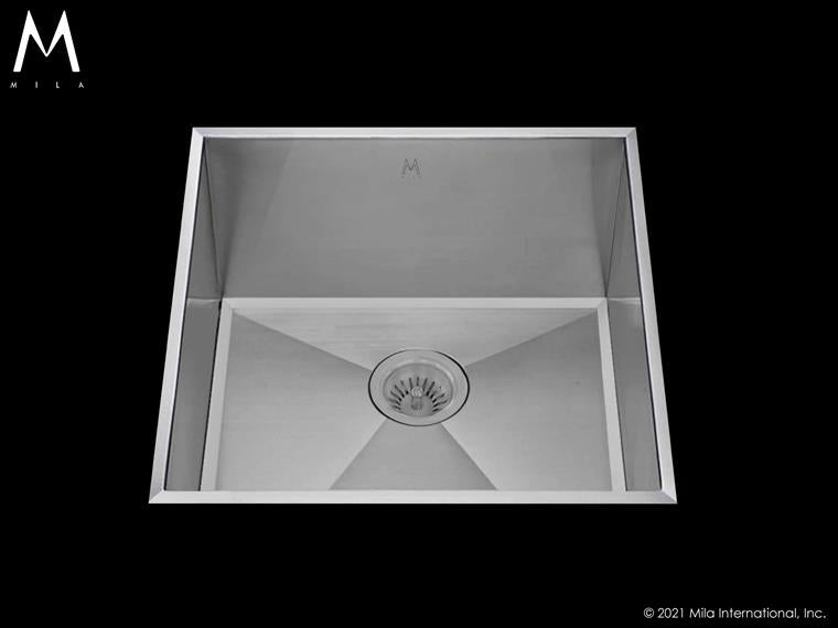 Mila - Louvre Low Profile Single Bowl Flush-Mount - 16 X 17.5 Satin Brushed SS