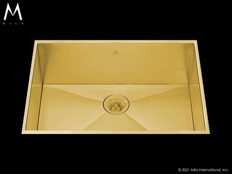 Mila - Profile Low Profile Single Bowl Flush-Mount - 28 X 17.5 Gold
