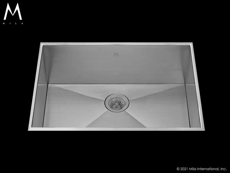 Mila - Profile Low Profile Single Bowl Flush-Mount - 28X 17.5 Satin Brushed SS