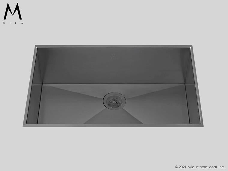 Mila - Profile Low Profile Single Bowl Flush-Mount - 32 X 17.5 Round Corner Graphite