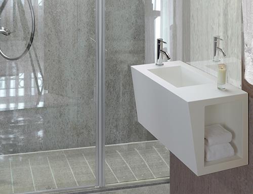 MTI - Petra 9 Sculpturestone Wall-Mounted Vanity W/Storage - Right Hand (24X12)