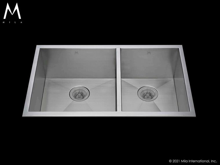 Mila - Atelier Double Bowl Tri-Mount - 33 X 17 Satin Brushed SS