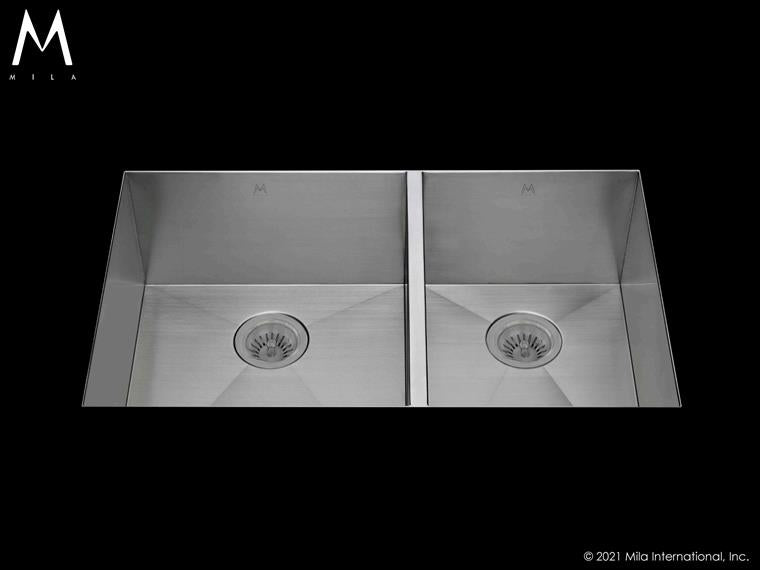 Mila - Flatiron Double Bowl Under Mount - 31 X 18.5 Satin Brushed SS