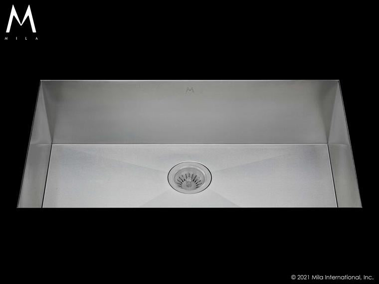 Mila - Flatiron Single Bowl Under Mount - 38 X 18.5 Satin Brushed SS