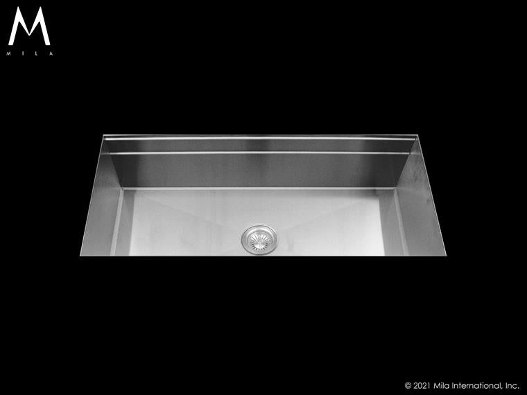 Mila - Workstation Single Bowl Under-Mount - 39 X 18.5 Satin Brushed SS