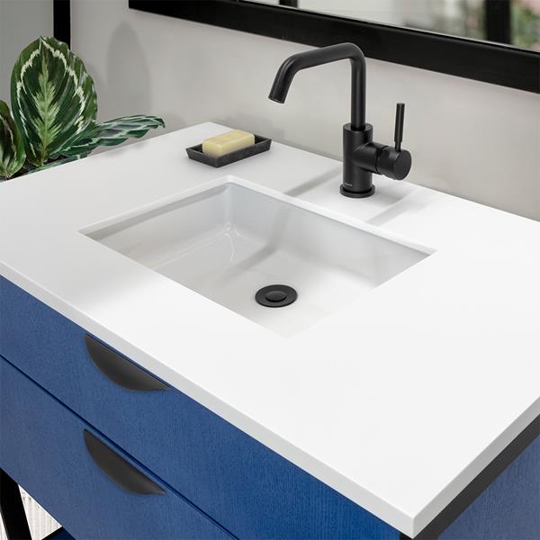 Lacava - Navi Countertop In White Solid Surface, Stone Or Quartz, For Vanity Nav-Un-36