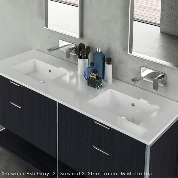Lacava - Navi Countertop In White Solid Surface, Stone Or Quartz, For Vanity Nav-Un-60