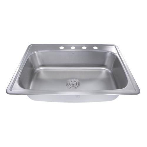 Nantucket Sinks - 33 Inch Large Rectangle Single Bowl 18 Gauge Stainless Steel Drop In Kitchen Sink