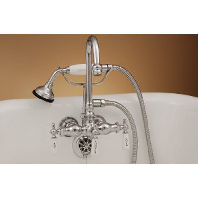 Strom Living - Gooseneck Faucet, 3 3/8 Inch Ctr W/Handheld Shower, Includes Vacuum Breaker
