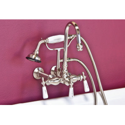 Strom Living - Wall Mount Gooseneck Faucet, 3 3/8 Inch Ctr W/Handheld Shower