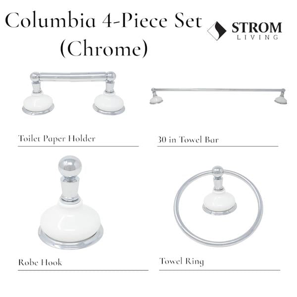 Strom Living - Columbia 4-Piece Bathroom Accessory Hardware Set - 30 Inch