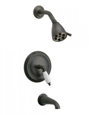 Phylrich - Carrara Pressure Balance Tub and Shower Set, White Marble Lever Handles - Trim Only